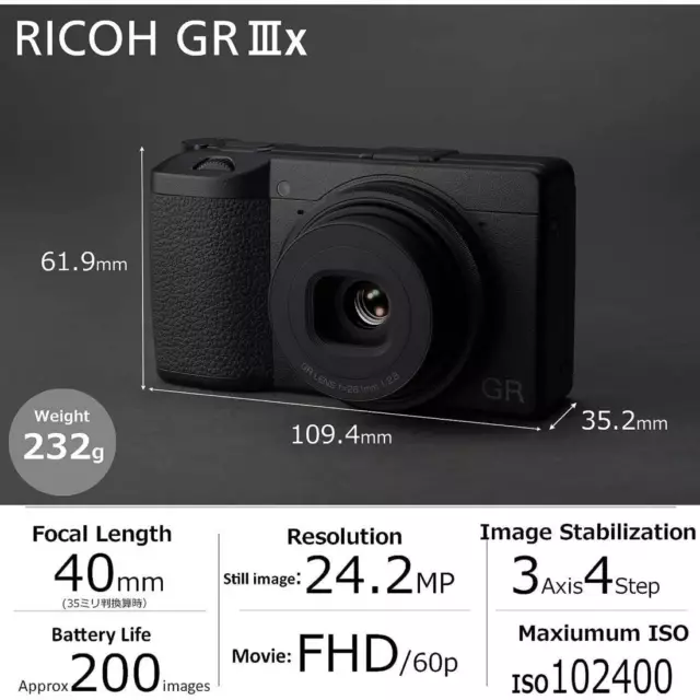 Ricoh Gr III X Compact Digital Camera Black