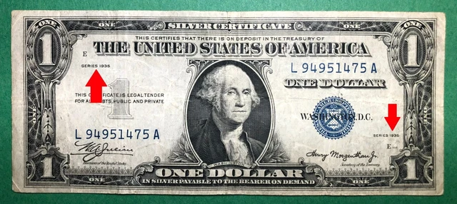 Rare - Double Date - $1 - 1935 - Silver Certificate - Fine