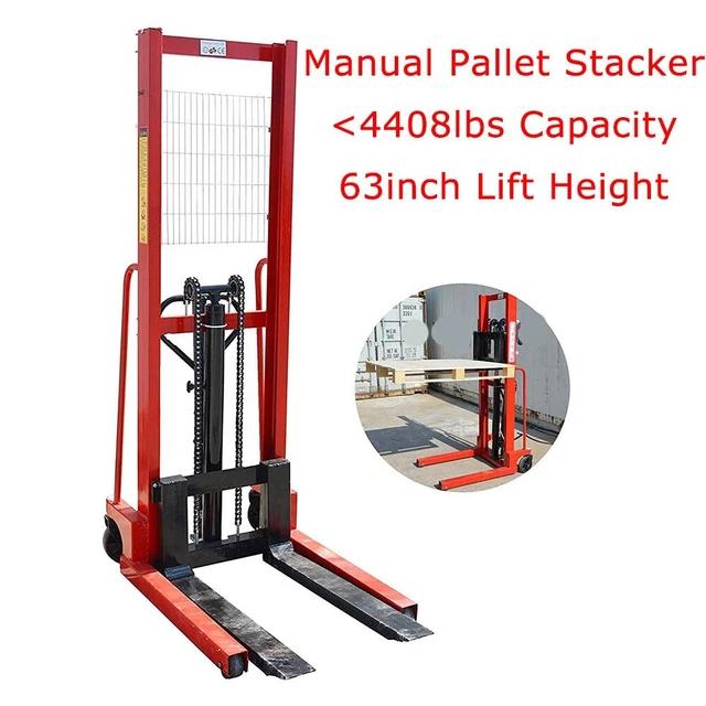 4000LB MANUAL PALLET Stacker 63in Hydraulic Walkie Stacker for Pallet