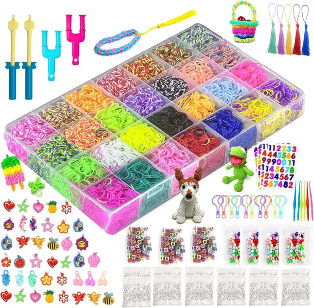 Savieva Loom Band Kit, 12000+ Loom Rubber Bands in 28 Colors with Storage Box,