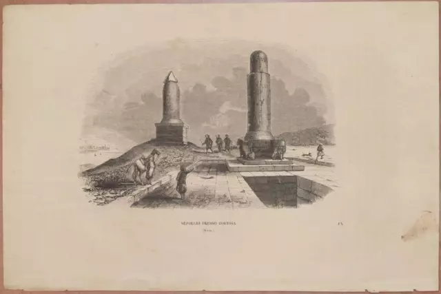 Veduta Sepolcri Tortosa Siria Sirya Graves Archeologia Archeology 1850 Circa