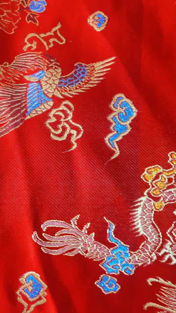 Traditional Brocade Chinese Dragon Dress Fabric Embroidered Silk Satin Oriental