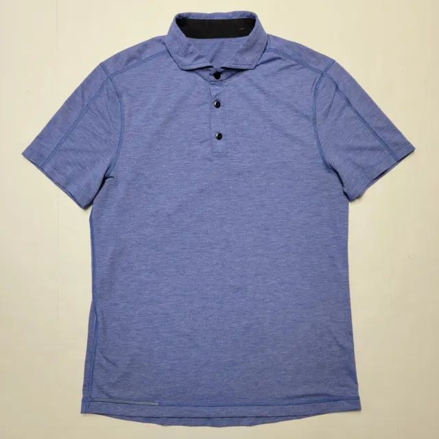 LULULEMON ATHLETICA Sz M Medium Blue Short Sleeve Stretch Men's Polo T-Shirt