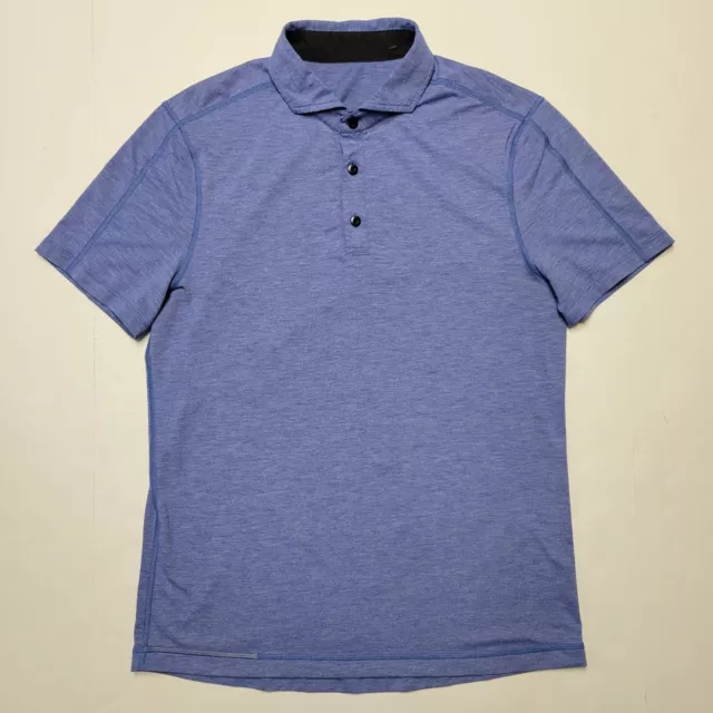 LULULEMON ATHLETICA Sz M Medium Blue Short Sleeve Stretch Men's Polo T-Shirt