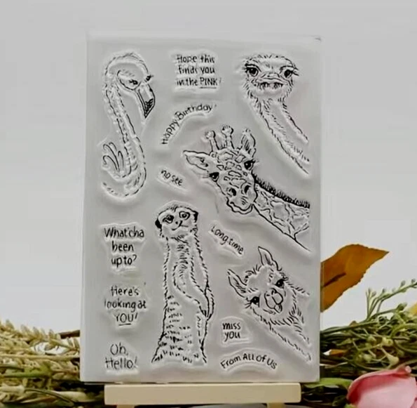 Zoo Animals  Sentiment Clear Rubber Stamps Seal Silicone Cards Scrapbooking