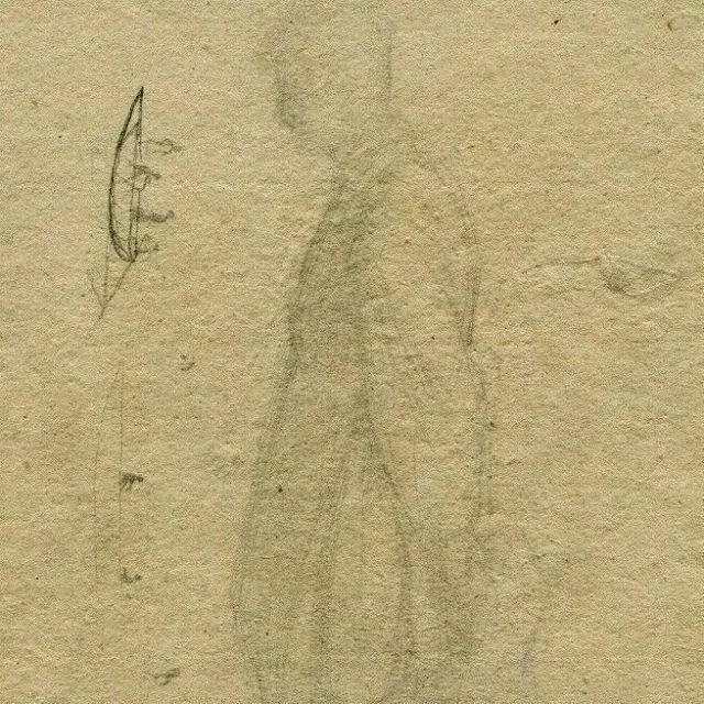 Dibujo a lápiz antiguo Retrato de hombre del siglo XIX de pie