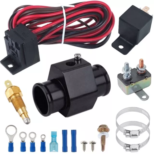 Radiator In-Hose Grounding Thermostat Temperature Switch Electric Fan Wiring Kit