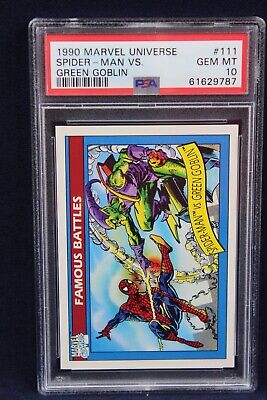 1990 Impel Marvel Universe Card #111 Spider-Man vs Green Goblin PSA 10 Gem MT