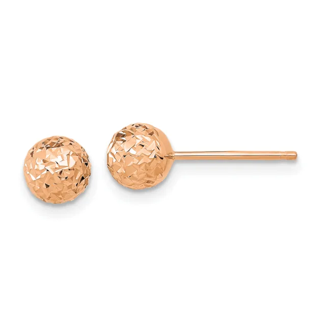 14k Rose Gold 6mm Diamond-Cut Ball Post Earrings TL1027R