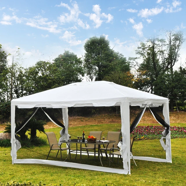 Outsunny Pavillon Partyzelt Gartenpavillon Gartenzelt Festzelt mit Seitenwänden