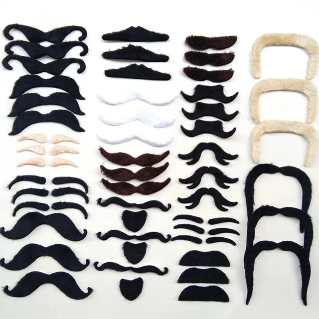 48pcs Funny Costume Mustache Pirate Halloween Fake Beard Whisker Party Suppl.A a