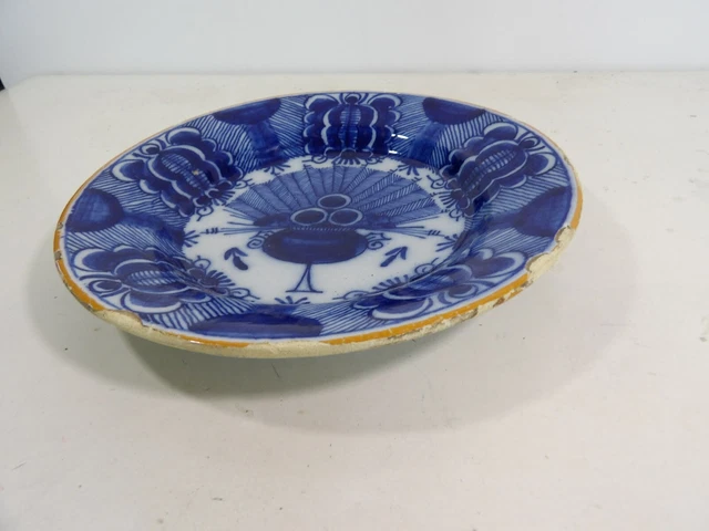 Assiette Ancienne de Delft du XVIIIe Siècle Décor Chinois Signée UVS