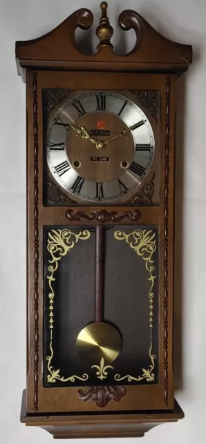 Vintage Citizen 31 Day Winding Wall Clock With Chimes, Made In Korea.