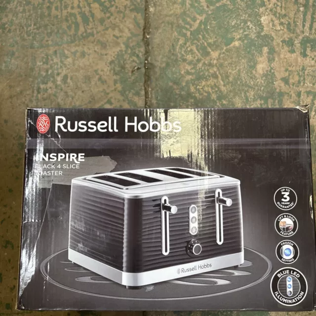 Russell Hobbs 24381 Inspire High Gloss Plastic Four Slice Toaster, Black