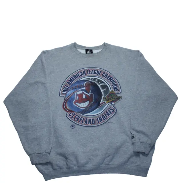 Starter Cleveland Indians Sweatshirt XL Relaxed Grey NFL USA 1997 Sports Vintage
