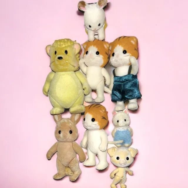 Lot Of 8 Sylvanian Families Calico Critters Figures Maple Cat Boy Baby Rabbit
