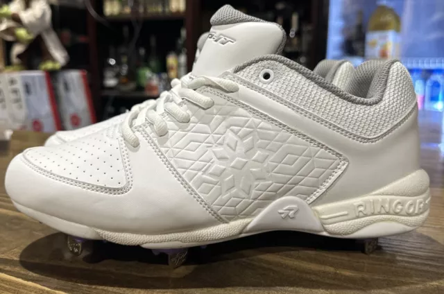 Ringor Rip-It Diamond Softball Spike White Women's  Metal Cleats Size 6