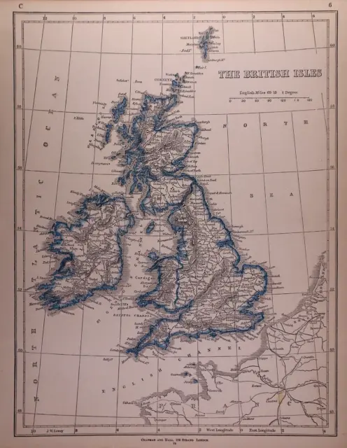 Rare 1853 Map ~ GREAT BRITAIN / THE BRITISH ISLES - SHETLAND (9.5x12) -#1588