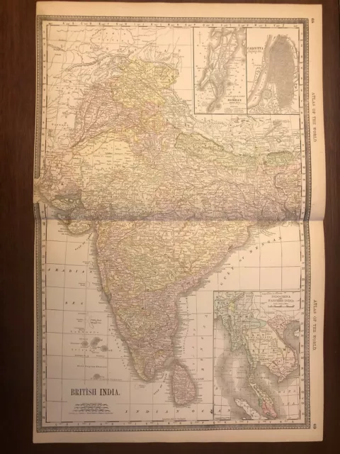 1888 British India Map w/ Bombay Inset, Rand McNally Standard Atlas of the World
