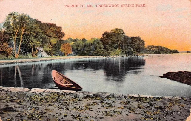 Falmouth ME Maine Underwood Spring Park Sunrise Twilight Dawn Vtg Postcard Y6