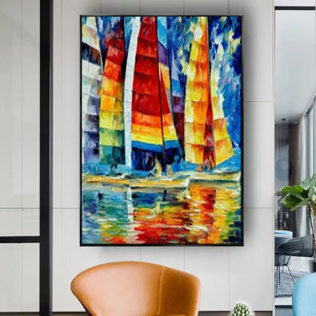 Handmade oil painting Canvas caudros wall decor art sailing acrylic picture wall