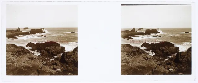 FRANCE Sea Landscape c1930 Photo Stereo Glass Plate Vintage P29L5n13 2