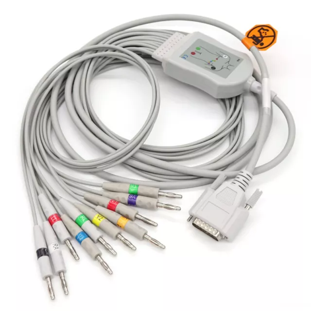 fit for Edan Medical12-lead 15pin ECG/EKG Cable Banana4.0Plug SE-3,SE-12,SE-601B