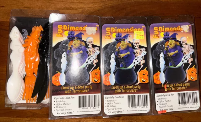 Terroware Plastic Silverware 4 Boxes Halloween Witch Ghost Skeleton NOS 1997 VTG