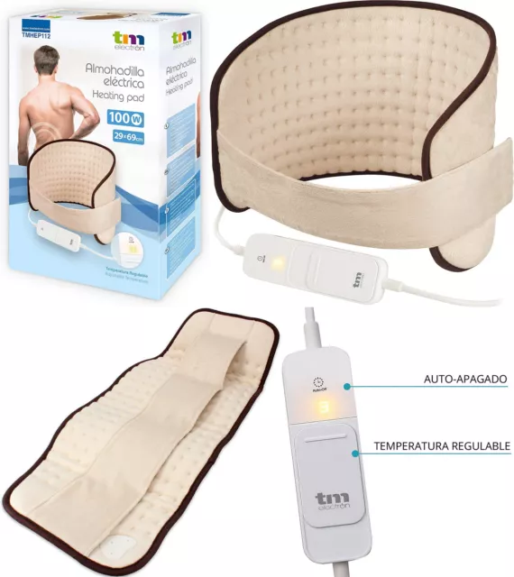 TM Electron Almohadilla Electrica Lumbar y abdominal 69x29cm,3 nivel calor,mando