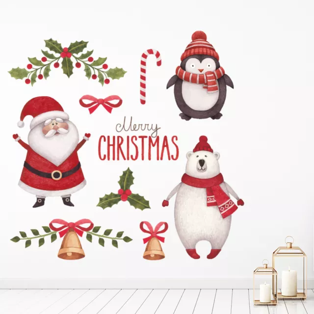 Navidad santa Pingüino oso polar vinilos Decorativos Set WS-45412