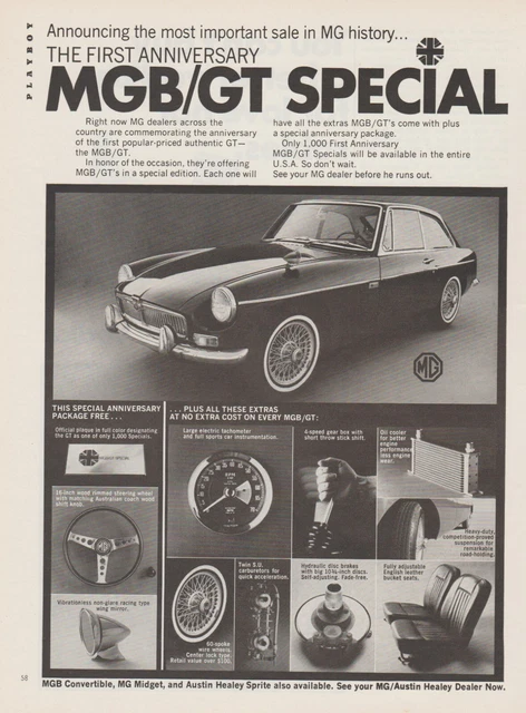 1967 MG MGB/GT - "First Anniversary Special" - Extras Parts - Print Ad Photo