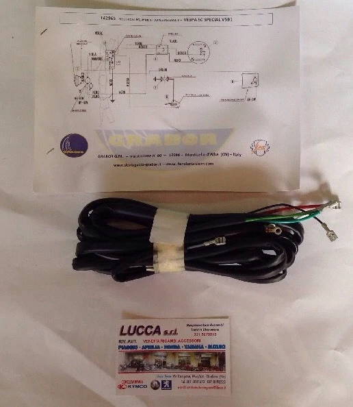 CAVI FILI CABLAGGIO Impianto Elettrico Grabor Per Piaggio Vespa 50 Special 69-80 EUR 22,00 - IT - Foto 3