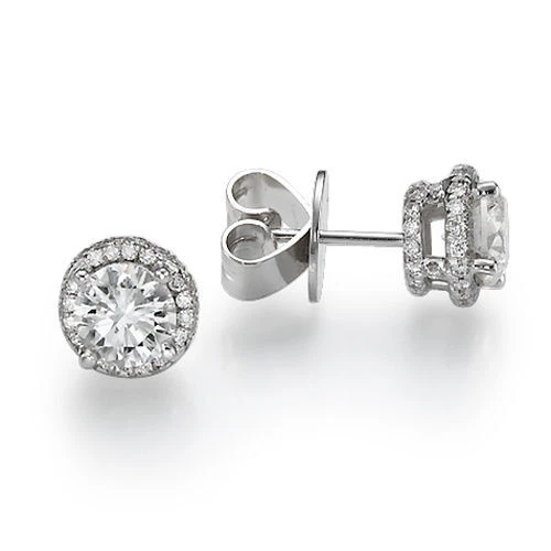 1.00 CT Éblouissant Diamant Rond Clou Earrings 14K or Jaune D / VS1