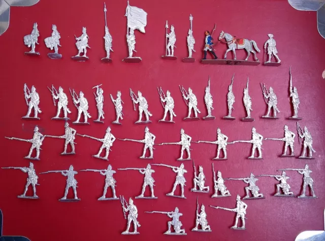 Zinnfiguren Flachfiguren 30mm, Preußische Füsiliere 7.jähr. Krieg 1. Teil