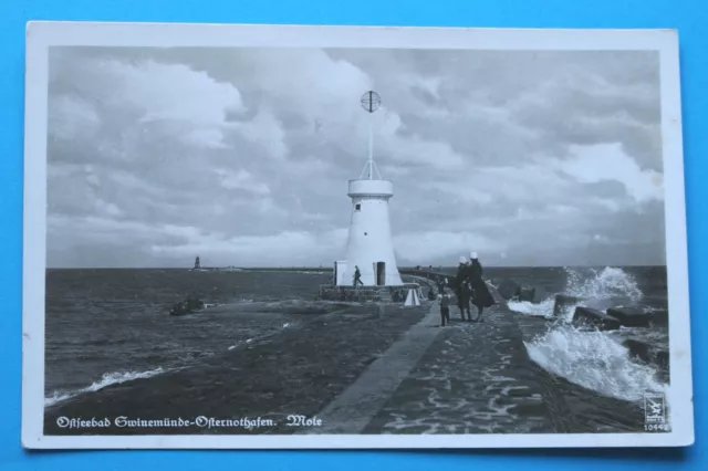 Polen AK Ostseebad Swinemünde Osternothafen Mole Turm 1930er Świnoujście Polska