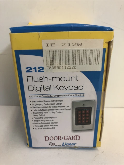 IEI Linear DOOR GARD 212W Flush-Mount Keypad 120 Code Capacity In or Outdoor