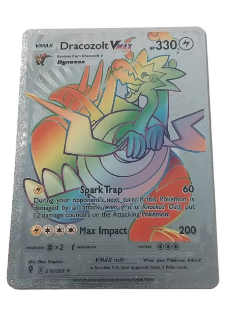 Dracozolt VMAX Rainbow Silver Metal Pokemon Card Collectible/Gift/Display NM