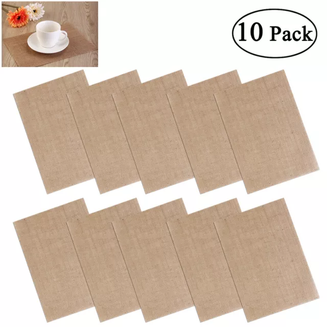 10 Burlap Placemats Coasters for Rustic Table Decoration