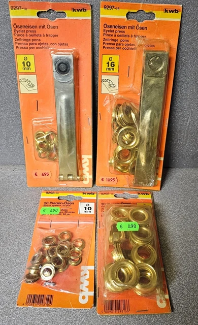 KWB Öseneisen 175 mm verchromt mit Über 40 Ösen vermessingt 10mm 16mm