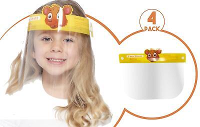Kids Face Shield Protection Cover Guard Reusable Safety Clear Visor Bear 4 Pack