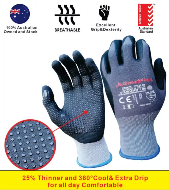Work Safety Glove Cool SupaFlex Hyflex Nitrile Dotted Low Sweat for Hot Summer