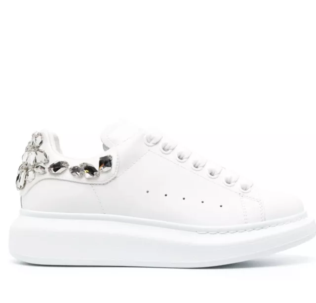 Alexander McQueen Oversize Crystal-detail Lace Up Sneaker: Size 38.5 (US8.5)