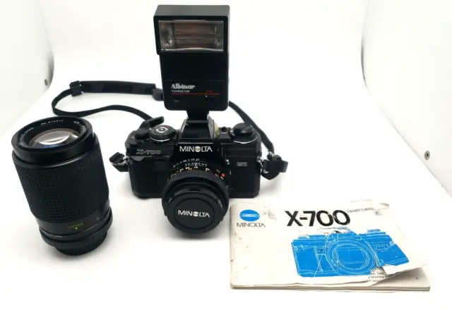 Minolta X-700 SLR 35mm Film Camera w/ Original MD 50mm 1.7 Lens & 70-210mm Zoom