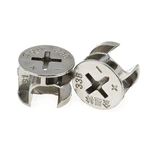 30 Pcs Cam Fittings Lock for Furniture Cabinet Connectors Hardware Bolts Silver