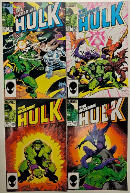 Marvel Comic Bronze Age Incredible Hulk Key 4 Issue Lot 305 306 307 308 VF/NM