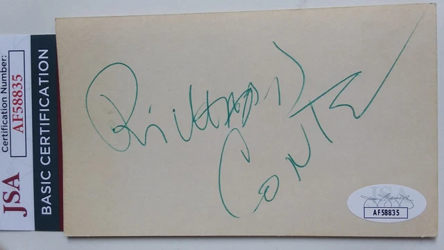 RICHARD CONTE - "The Godfather"- Actor SIGNED Vintage 3 x 5 Index Card- COA-JSA