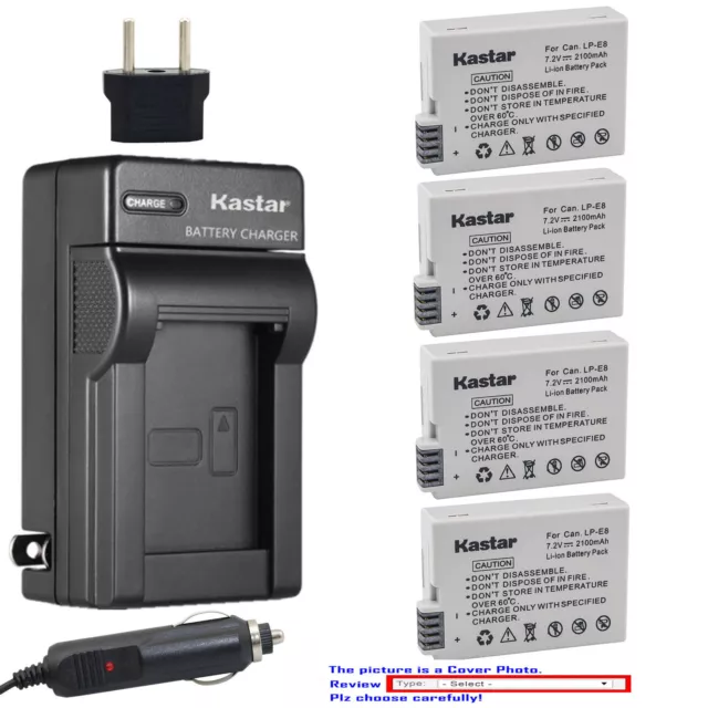 Kastar Battery and Normal Charger Kit for Canon LP-E8 EOS Rebel T2i T3i T4i T5i