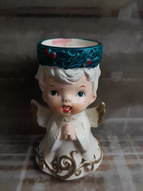 Rare Lefton  Christmas Angel Choir Boy  Candle Holder