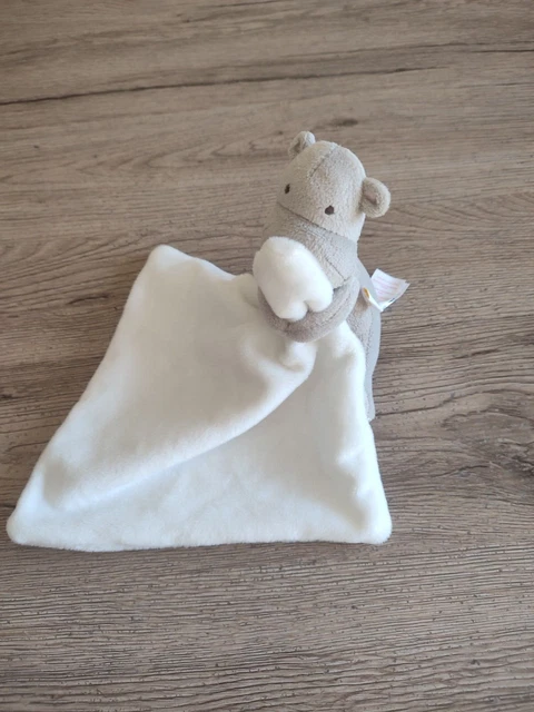 DOUDOU HIPPOPOTAME GRIS mouchoir blanc jacadi EUR 29,90 PicClick FR