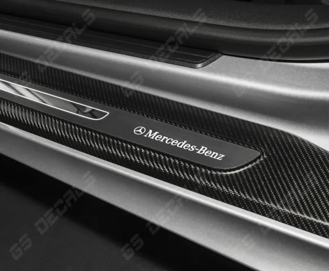 4x Mercedes-Benz Logo Door Sill Decals Stickers Premium Quality AMG SLC CLA CLS